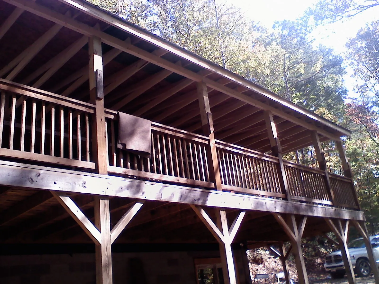 Timber framing under a new elevated porch and deck — Roof Leak Repair in Sharpsville by Roofing Brothers